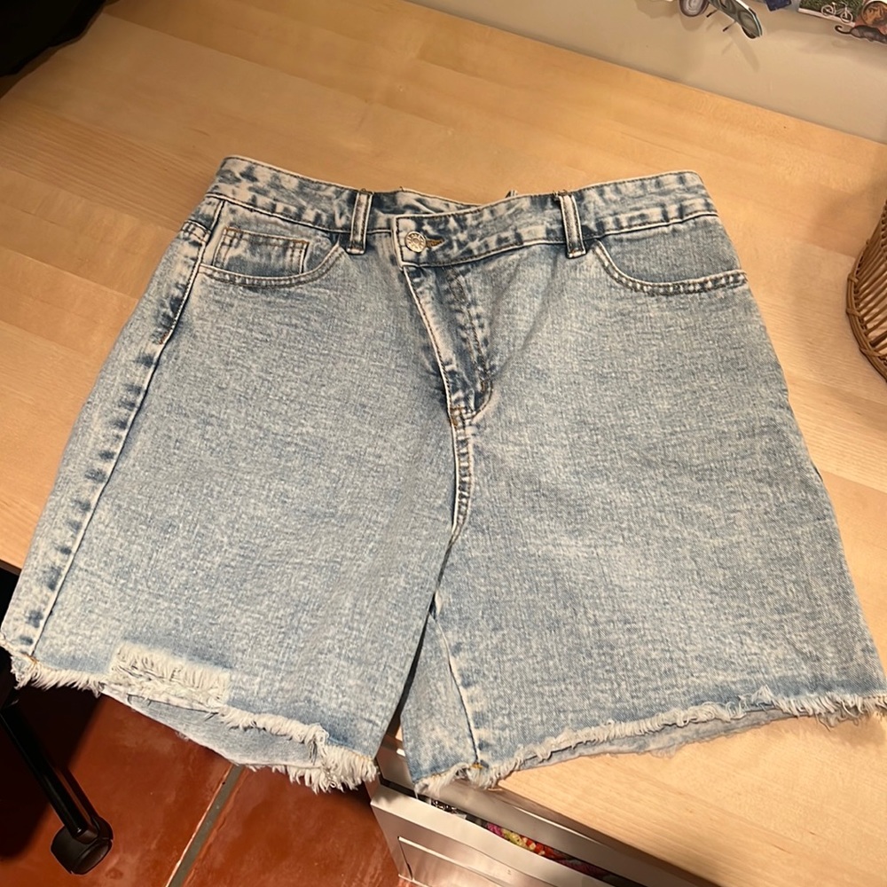 Shein asymmetrical jean shorts